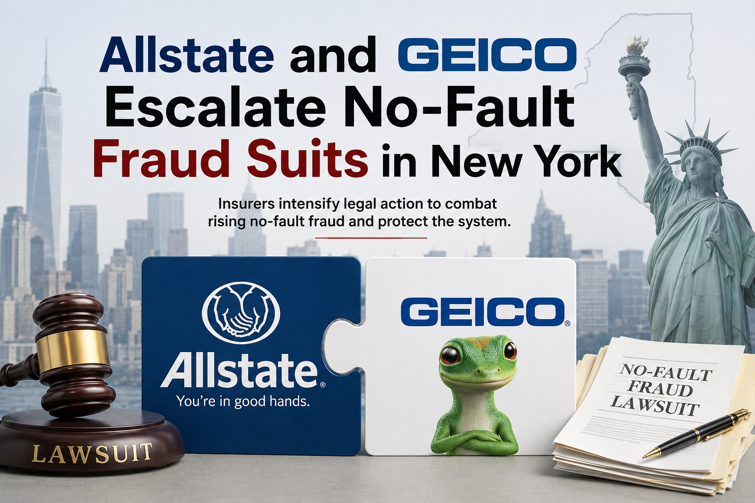Allstate and GEICO no-fault fraud suits